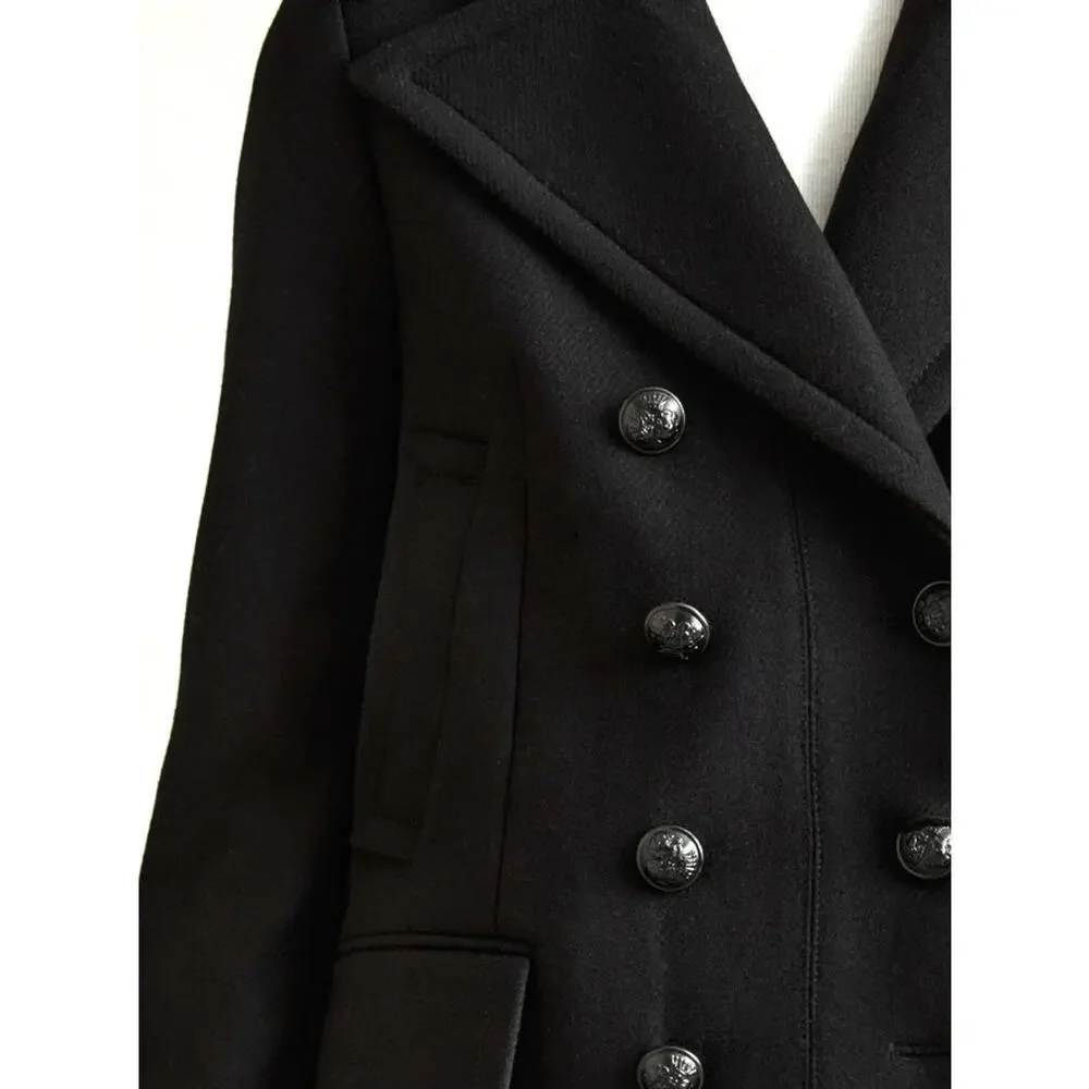 New Reiss Black Double-Breasted Coat - Picture 3 of 11
